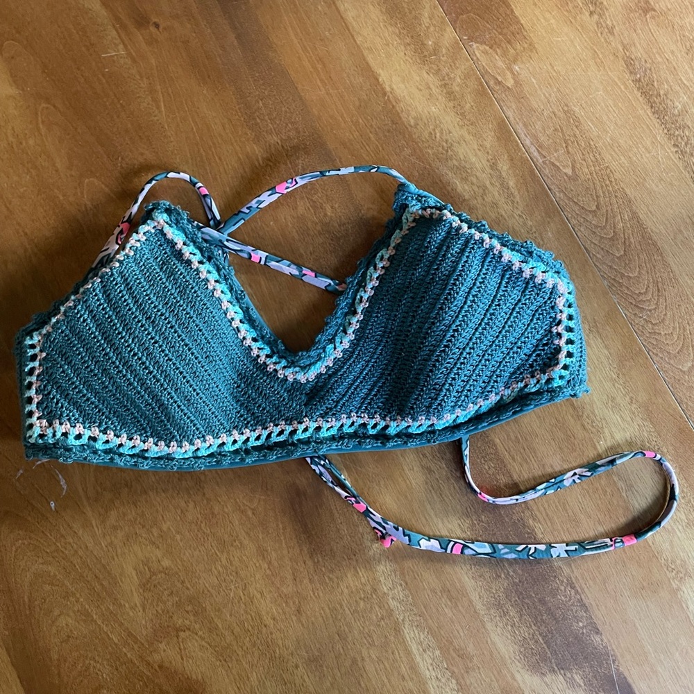 Xhilaration Teal Crochet Bikini Top